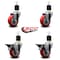 Service Caster 3.5'' Red Poly Wheel Swivel 1-7/8'' Expanding Stem Caster Set 2 Brakes, 4PK SCC-EX20S3514-PPUB-RED-2-PLB-2-178 - alternate 5